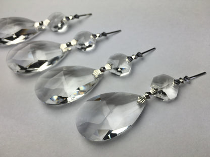 10Pcs Clear Crystal Teardrop Chandelier Prisms Pendant 38mm Lamp Lighting Part