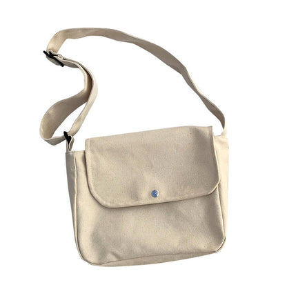 Canvas Handbag Messenger Bag Large Capacity Solid Color Shoulder Bag Simple