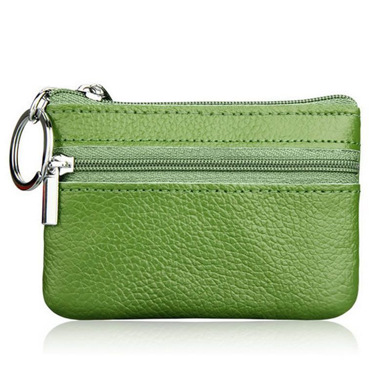 Soft Men Women Card Coin Key Holder Zip Wallet Pouch Bag Purse 10.7*7.3cm Purple