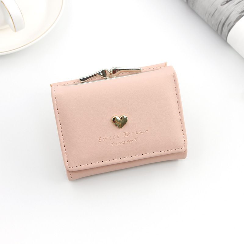 Small Wallet Loving Heart Short Wallet Card Holder Coin Purse Clutch Bags Hasp