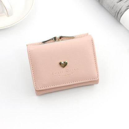 Small Wallet Loving Heart Short Wallet Card Holder Coin Purse Clutch Bags Hasp