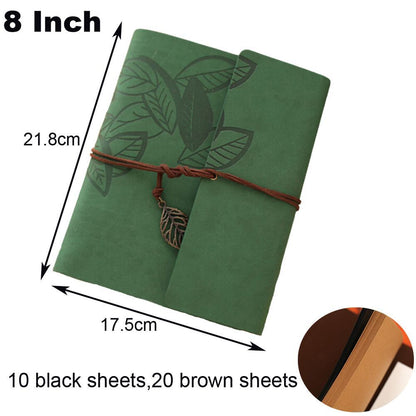 Photo Album 30 Sheet Vintage Leather Scrapbooking Book Refillable Page 21.5x17cm