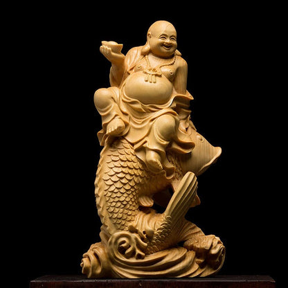 14.5cm Laughing Buddha Statue Handmade Maitreya Buddhist Figure Statue HomeDecor