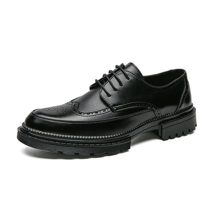 Men Shoes Business Dress Shoes All-Match Casual Shoes Brown Classic Block Shoe