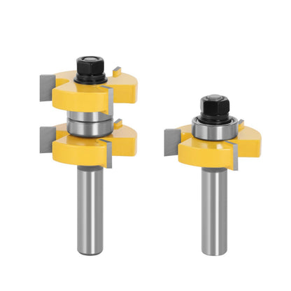 2pcs Tongue and Groove Router Bits equipped with an adjustable tongue cutter