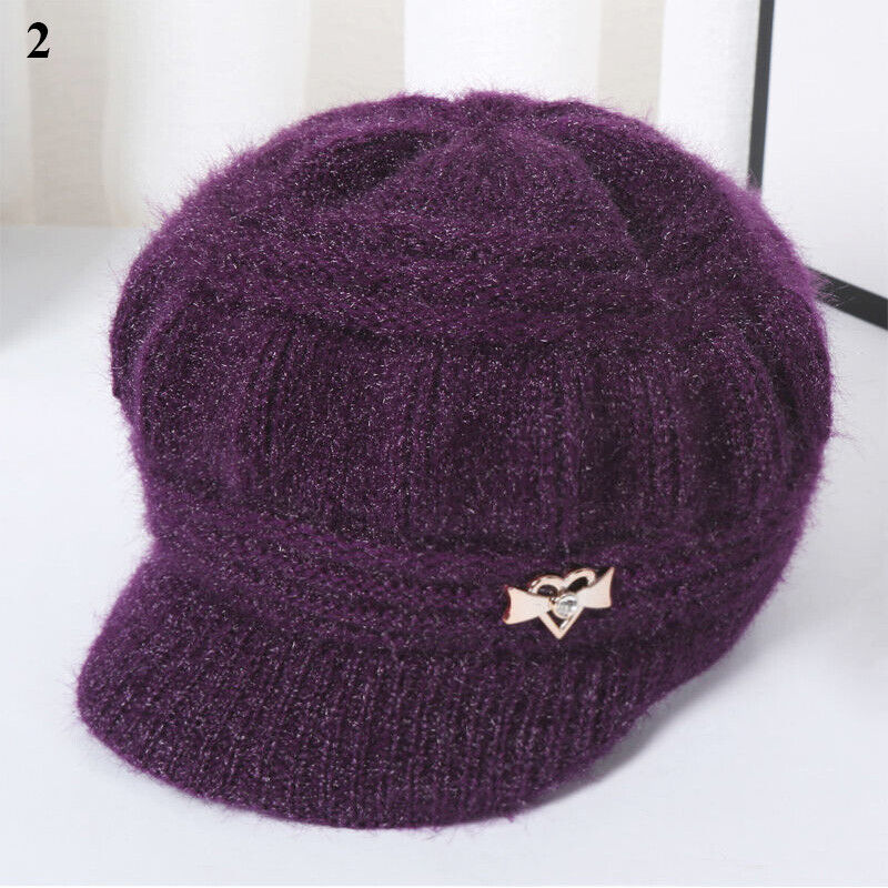 Women Winter Beanie Hats Short Brim Peaked Cap Mother Hats Pumpkin Hat Warm Soft