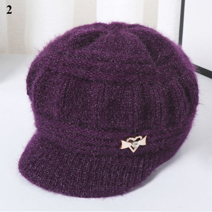 Women Winter Beanie Hats Short Brim Peaked Cap Mother Hats Pumpkin Hat Warm Soft
