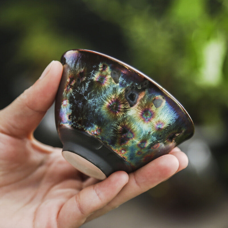Chinese Unique Tea Cup Kiln Change Porcelain Cup Handmade TianMu Jianzhan