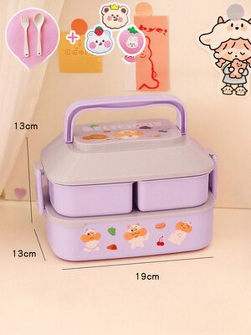 Lunch Box Kid Girls School Plastic Picnic Bento Microwave Food Container 19x13cm