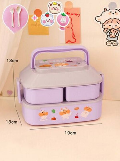 Lunch Box Kid Girls School Plastic Picnic Bento Microwave Food Container 19x13cm