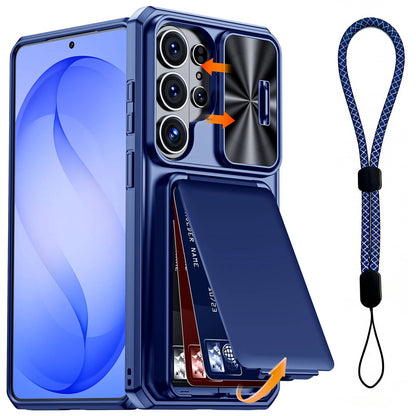 For Samsung Galaxy S24 Ultra 6.8'' Case Wallet+Wrist Strap, Built-in Card Holder