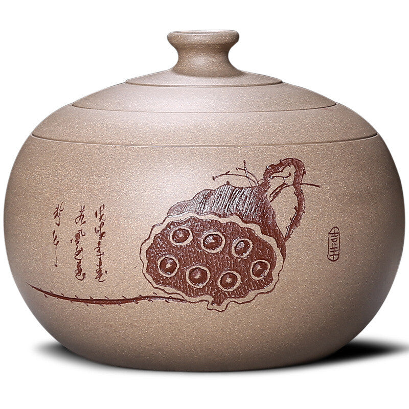full handmade tea canister with sealed lid real yixing zisha purple clay jar new