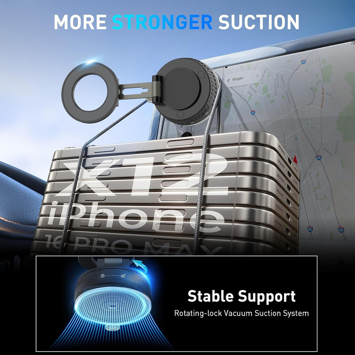 Car Phone Holder for Magsafe [Strongest Suction & Magnetic] 360° Adjustable Car