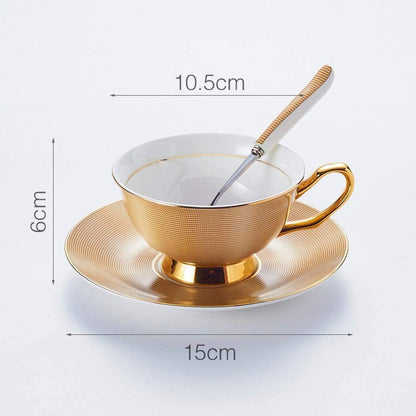 200ml Gold Bone Tea Cup Saucer Spoon Set Ceramic Coffee Cup Porcelain Teacup