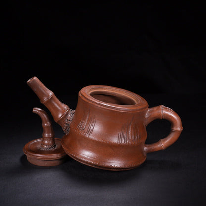 l-0Chinese Yixing Zisha Clay Handmade Exquisite Teapot （竹韵 底款：顾景舟）