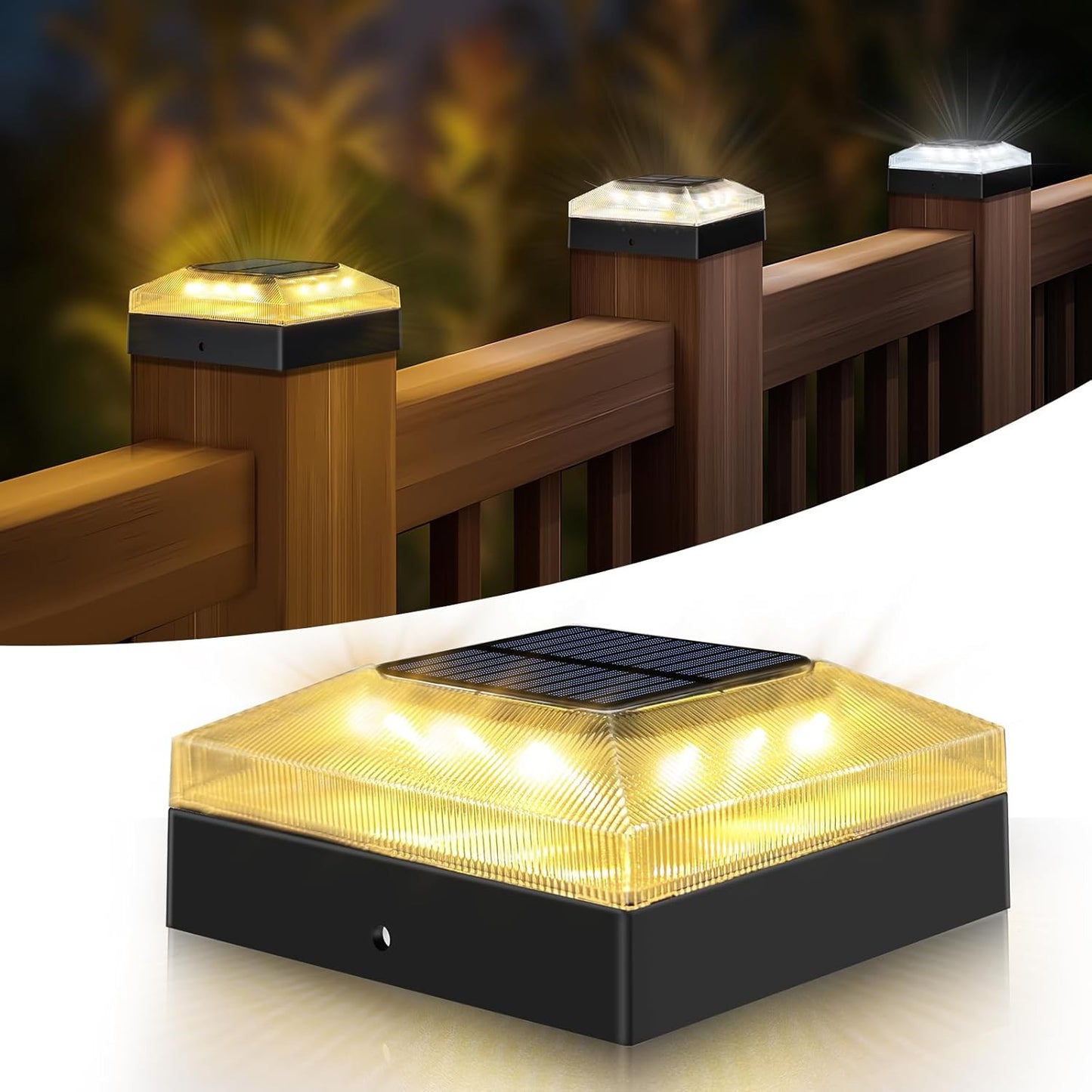 4X4 Solar Post Cap Lights Outdoor – 1 Pack Fence Post Light with 3 Color Modes,