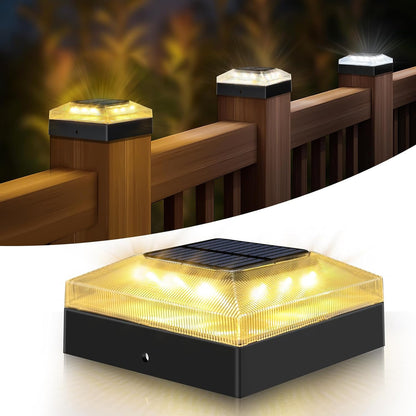 4X4 Solar Post Cap Lights Outdoor – 1 Pack Fence Post Light with 3 Color Modes,