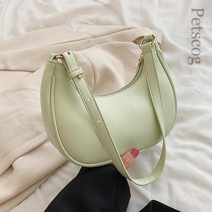 Half-moon Small Underarm Bags Clutch Synthetic Leather Handbags Shoulder Purses