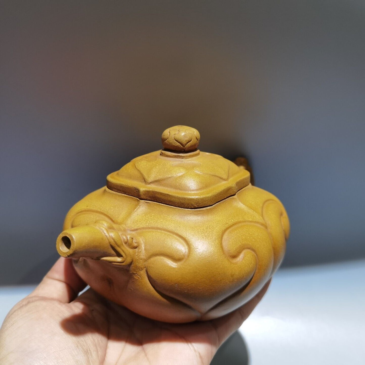 Vintage Chinese Yixing Purple Clay Teapot Zisha Ceremony Carving Collectible Art