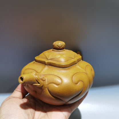 Vintage Chinese Yixing Purple Clay Teapot Zisha Ceremony Carving Collectible Art