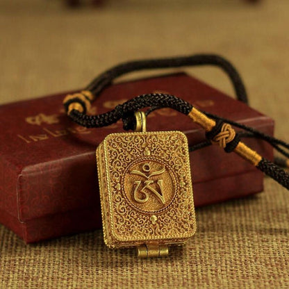1.5inch Vintage Tibet Buddhism Six Words Mantra Necklaces Amulet Necklace