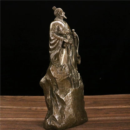 12" Brass Sun Tzu Statue Chinese Art of War Author Strategist Decor