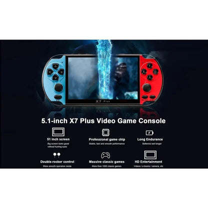 X7 Plus 5.1" Dual Joystick Portable Handheld Game Console Built-in 10000+ Games