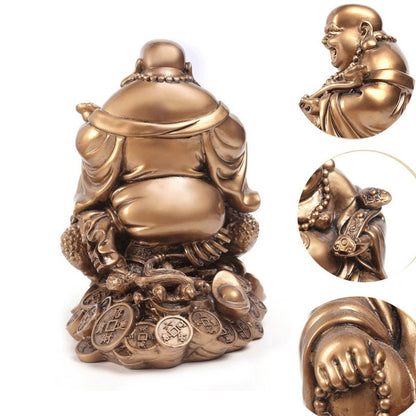 Toad Mido Laughing Buddha Statue Sculpture Lucky Fortune Statue Feng Shui Decoration -