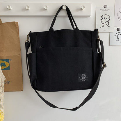 Women's Bags Cotton Canvas Shoulder Bag Crossbody Handbag Zipper Tote Pocket