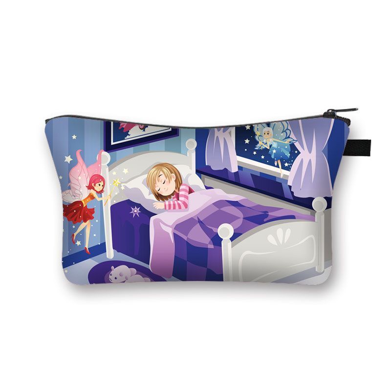 Cartoon Print Cosmetic Case Makeup Bag Organizer Travel Storage Purse 15*13*21CM