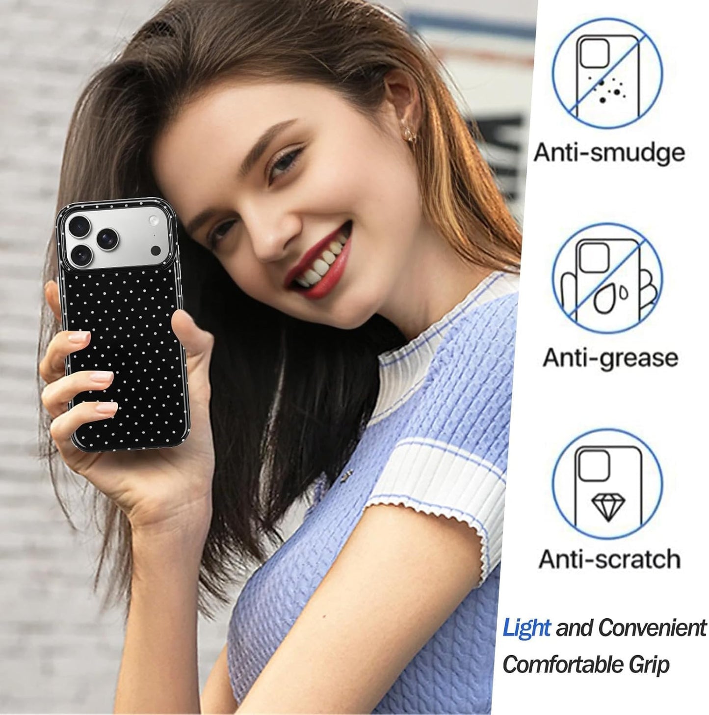 Magnetic Case for Iphone 17 Pro, Polka Dot Phone Case Cute for Girls Women, Comp