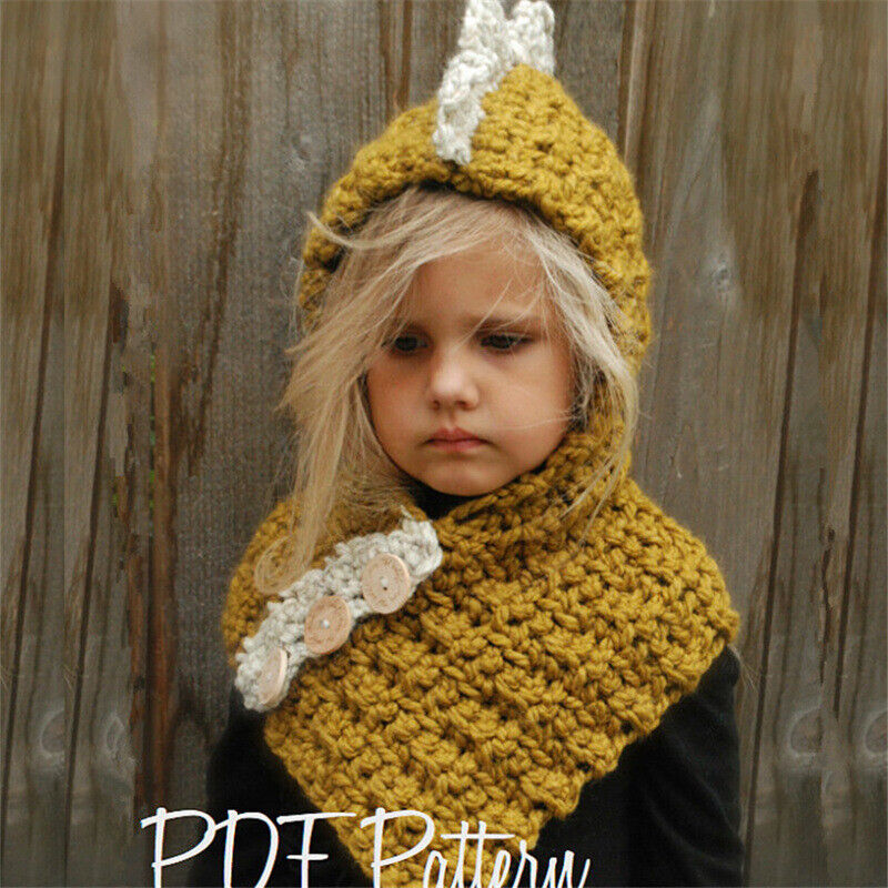 Cute Animals Style Girls Hats Scarf Set Winter Kids Knitting Hat Neckerchief
