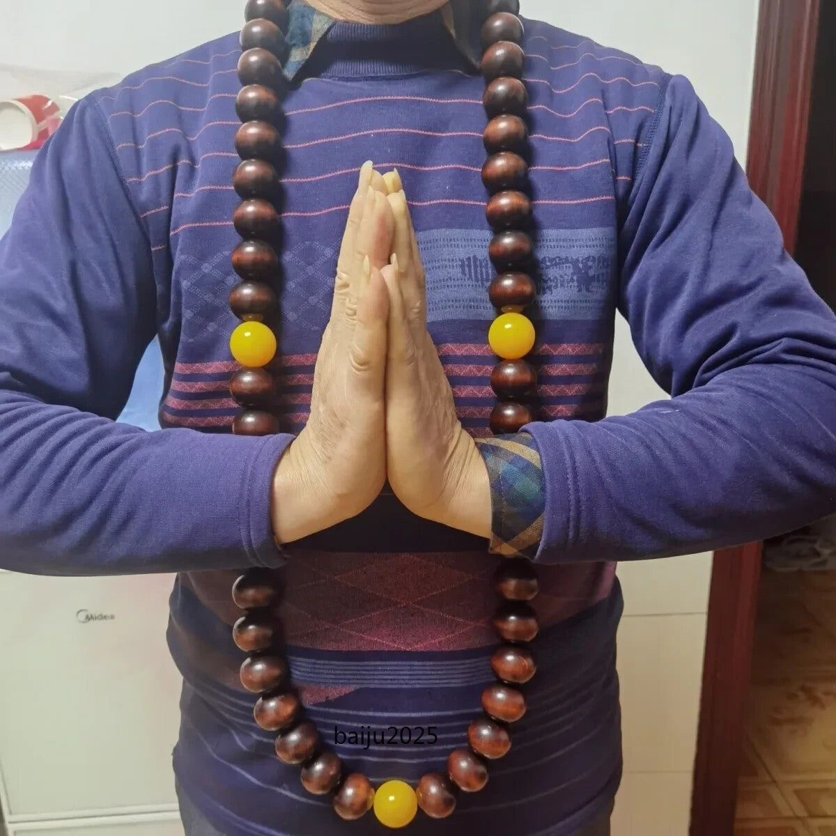 30mm*54 Beads Natural Wood Necklace Shaolin Temple Monks Buddha Kung fu Rosary