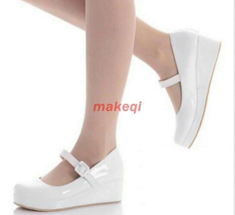Women's Lolita Buckle Strap Mary Janes Wedge Heels Cute Party Shoes Plus Size