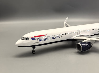 45CM 1:100 BRITISH AIRWAYS AIRBUS A321neo Airplane LED Sound Light Resin Model