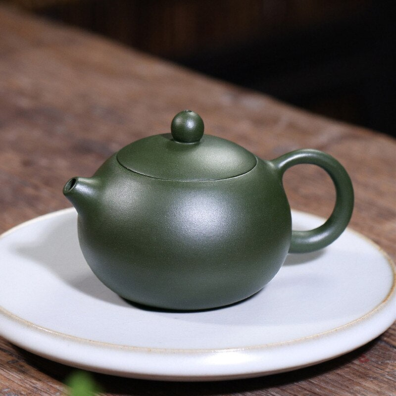 210ml 4.8" Raw Ore Green Mud Xishi Tea Pot Authentic Yixing Purple Clay Teapot
