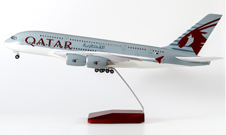 1:160 46CM QATAR AIRBUS A380 Passenger Plane Landing Gear Resin Aircraft Model