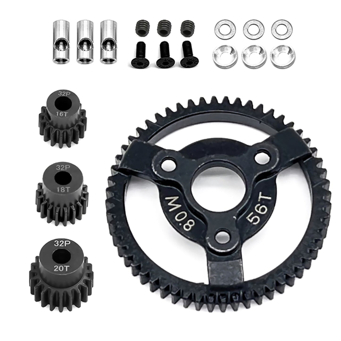 0.8M 32P Spur Gear 56T+16T+18T+20T For Traxxas Slash 2WD VXL XL-5 Bandit 1/10 F