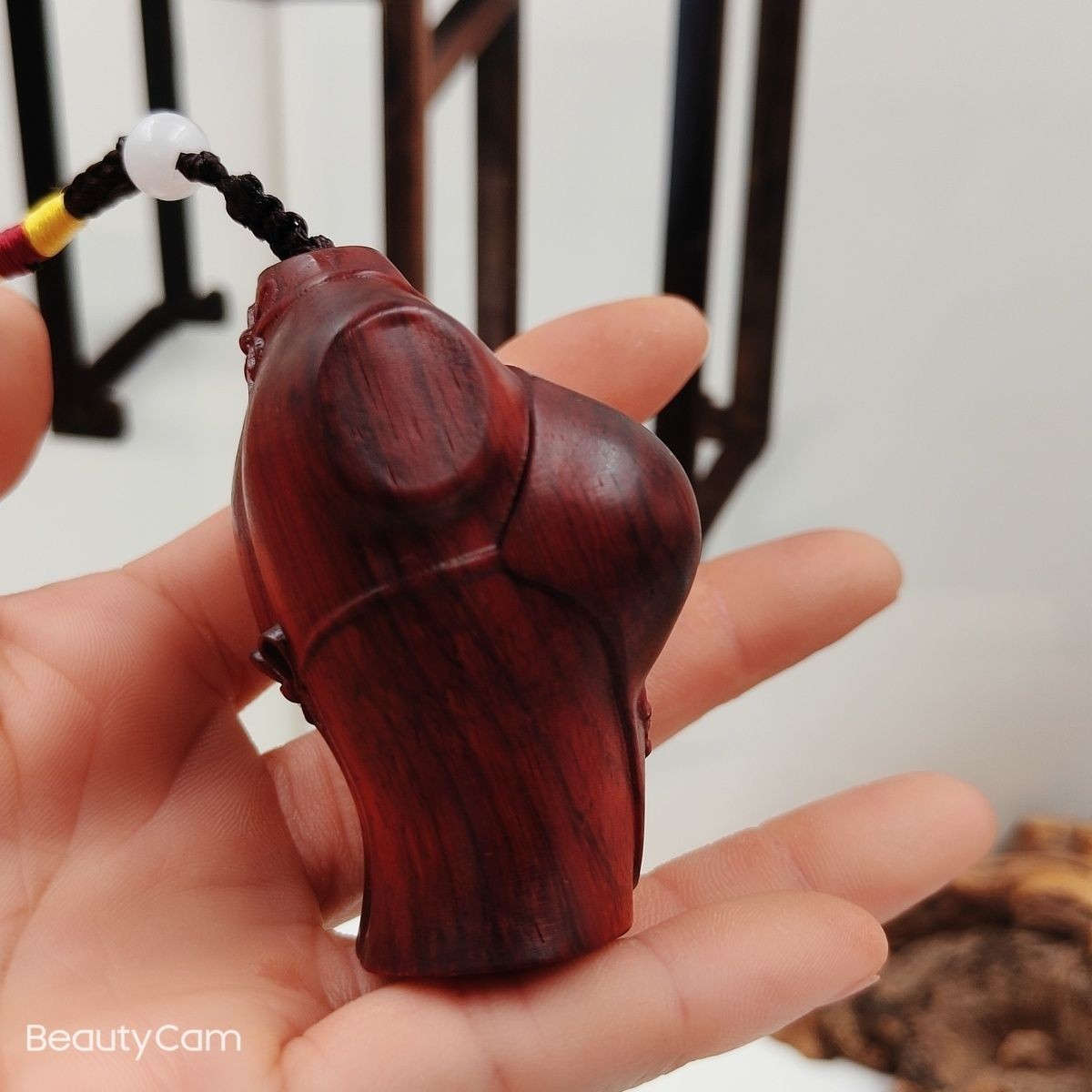 Red Sandalwood Male Torso Handheld Carving 6.3cm Natural Wood Pendant