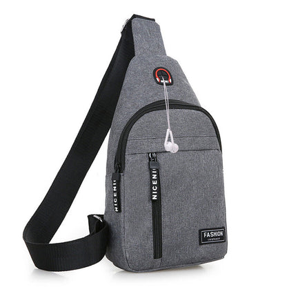 Fashion Shoulder Bag Chest Pack Canvas USB Charging Crossbody Handbag Waist Pack