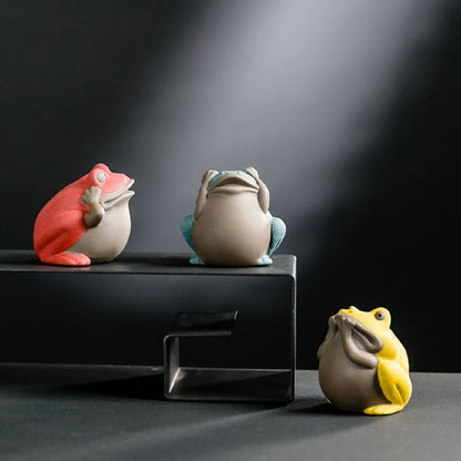 Painted Pottery Frog Tea Pet Quot Little Frog Purple Decoration Accessories