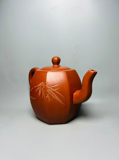 Chinese Yixing Zisha Clay Handmade Exquisite Teapot （六方刻字壶底款：顾景舟）