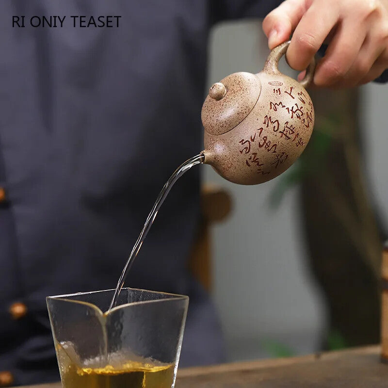 4.3" Yixing Purple Clay Teapot Handmade Tea Pot Raw Ore White Duan Mud Kettle