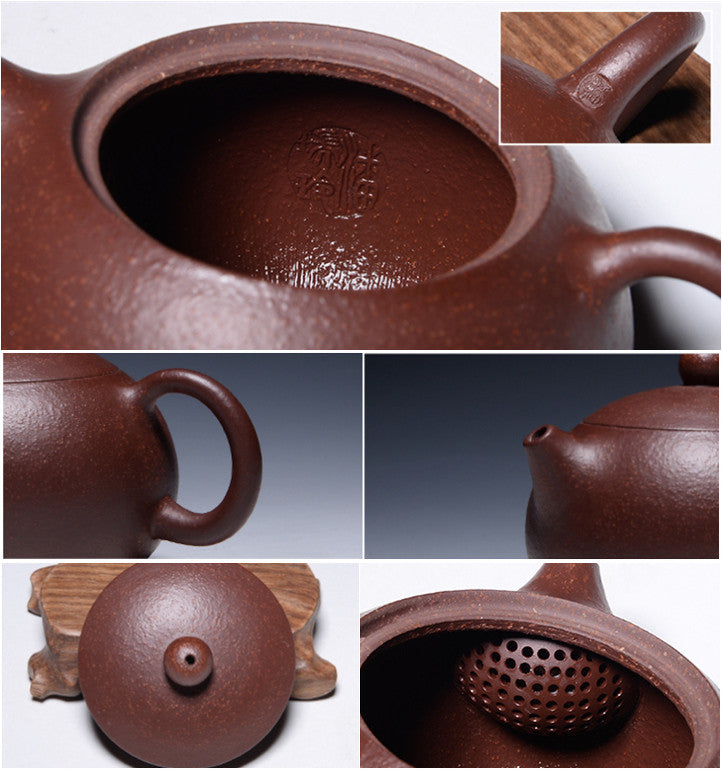 5.4 Oz Real Yixing Zisha Tea Pot Handmade Xishi Pot Marked Ball Shaped Inufser