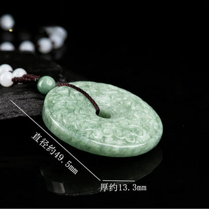 Jade Bean Green Antique Rui Pattern Peace Buckle Jade Pendant -