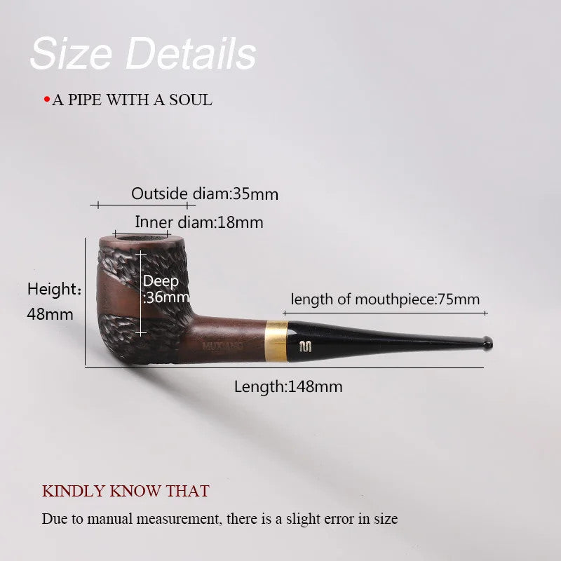 Handmade Carved Ebony Wood Tobacco Pipe Decor Handheld Smoking Pipe