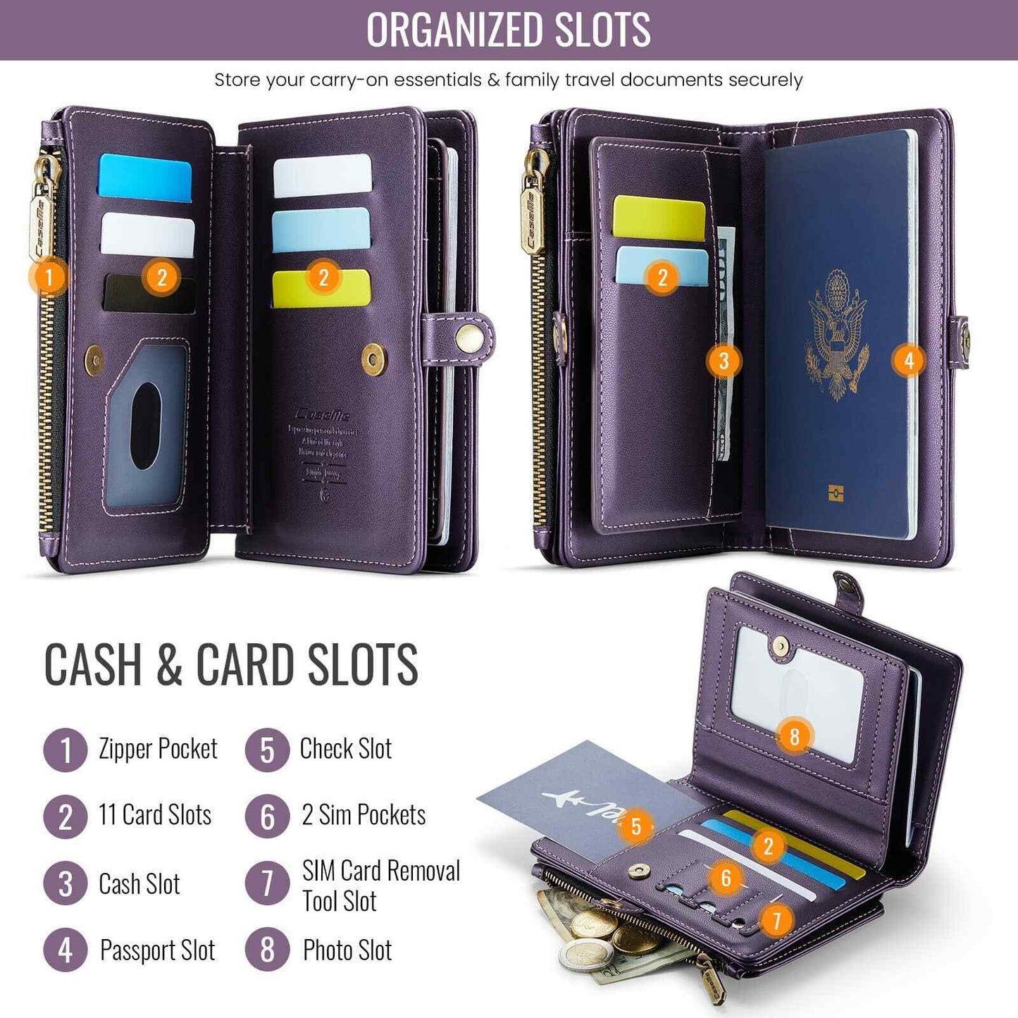 Passport Holder for Travel, Passport Case Wallet With Strap Wristlet and Zipper