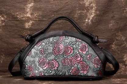 Natural Skin Shoulder Crossbody Tote Handbag Genuine Embossed Leather Retro Bags
