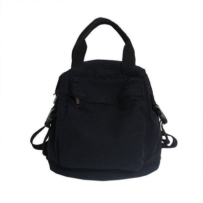 Unisex Students' Retro Backpack Shoulder Bag Schoolbag Solid Color