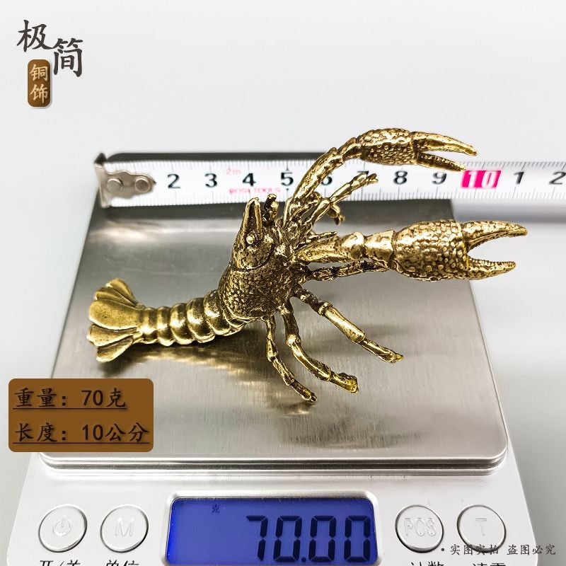 Vintage Brass Lobster Ornament Solid Copper Tea Pet Fish Tank Landscape